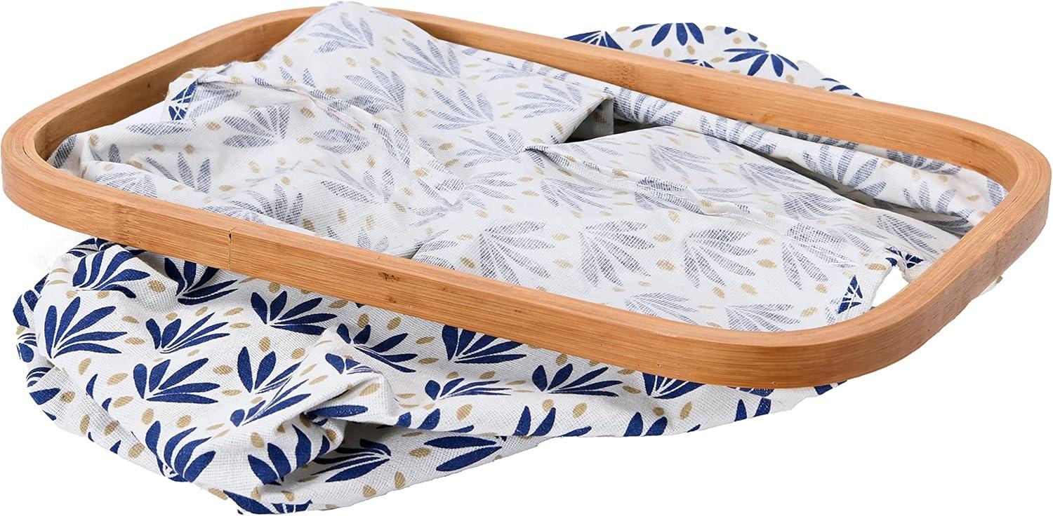 image:imageHousehold Essentials Bamboo Rimmed Krush Hamper with Cutout Handles Set of 2 Sizes Blue Cacti