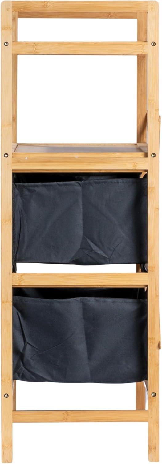 image:imageHousehold Essentials Bamboo Storage Shelf with Cotton Fabric Drawers Natural and Black