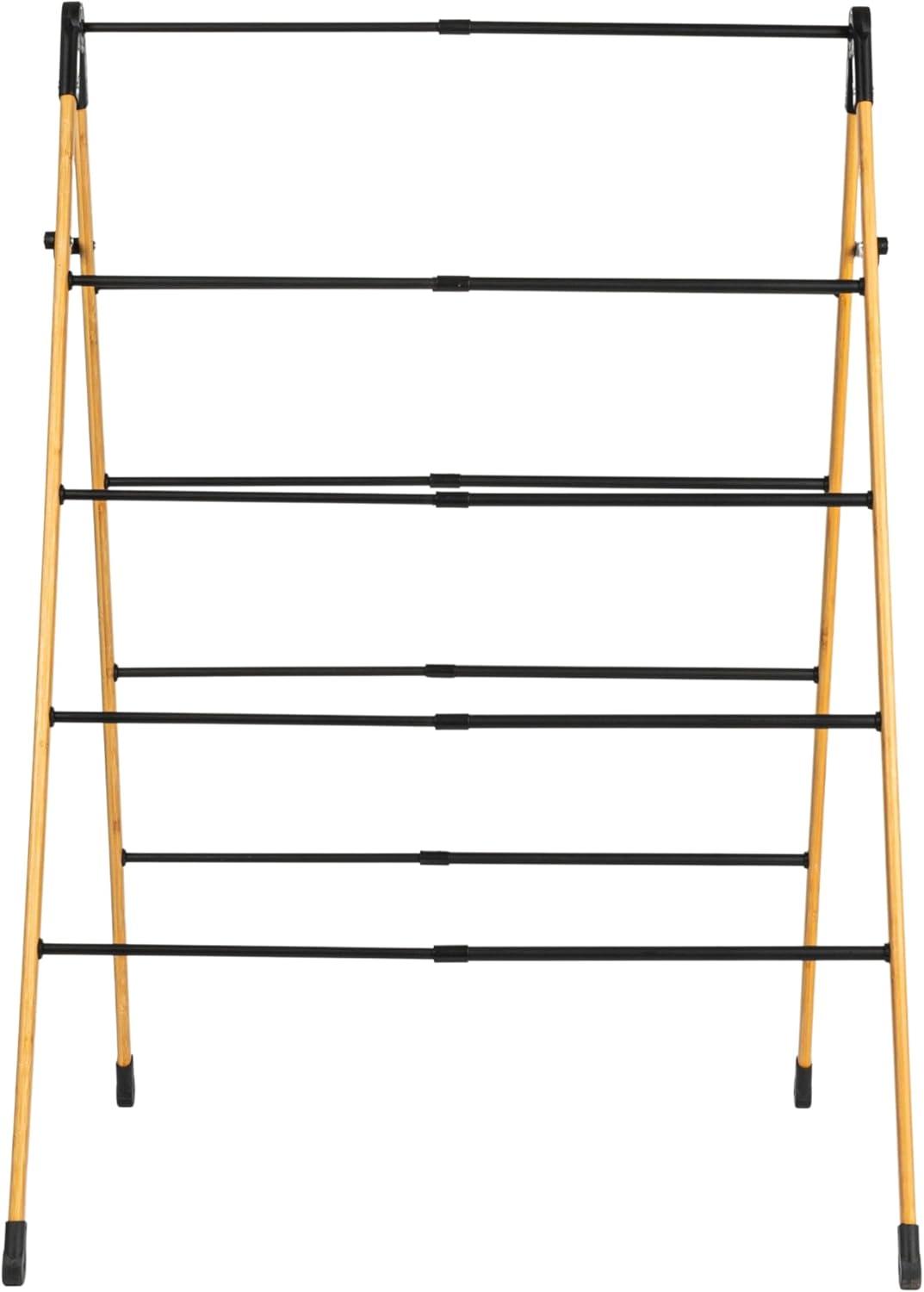 image:imageHousehold Essentials Bamboo VShaped Folding Clothes Drying Rack Compact Upscale Laundry Rack with 8 DowelsDrying Ladder
