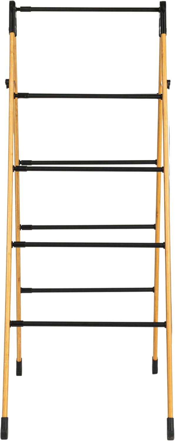 image:imageHousehold Essentials Bamboo VShaped Folding Clothes Drying Rack Compact Upscale Laundry Rack with 8 DowelsDrying Ladder