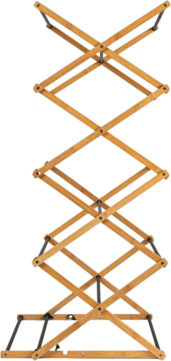 image:imageHousehold Essentials Bamboo VShaped Folding Clothes Drying Rack Compact Upscale Laundry Rack with 8 DowelsDrying Tower