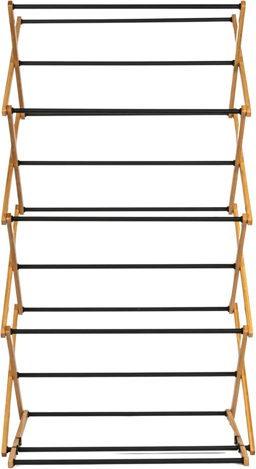 image:imageHousehold Essentials Bamboo VShaped Folding Clothes Drying Rack Compact Upscale Laundry Rack with 8 DowelsDrying Tower