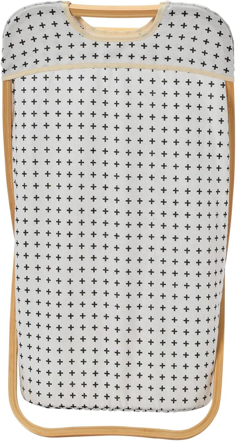 image:imageHousehold Essentials Bamboo X Frame Hamper with Grid Pattern GrayCross