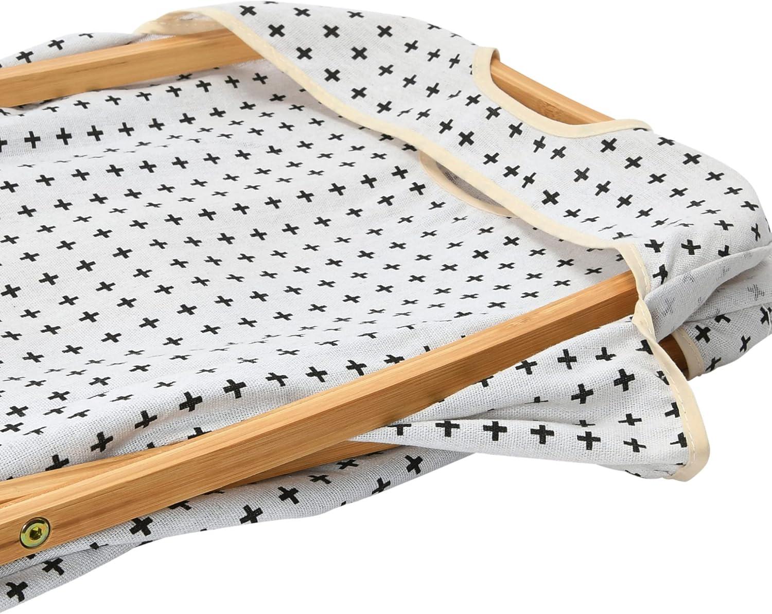 image:imageHousehold Essentials Bamboo X Frame Hamper with Grid Pattern GrayCross