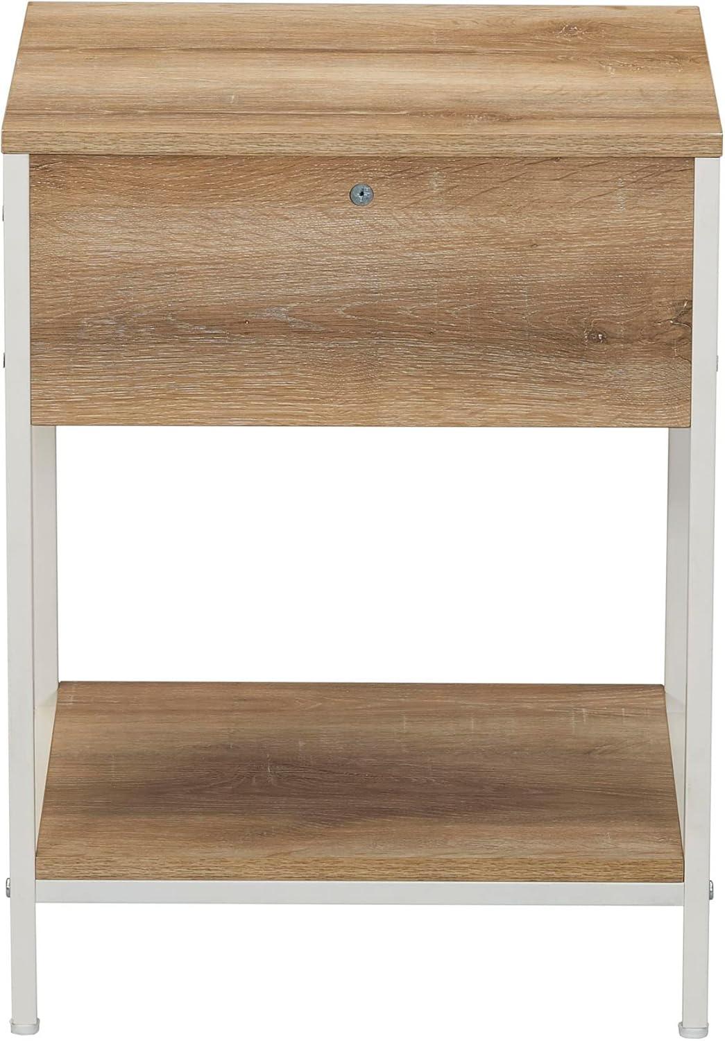 image:imageHousehold Essentials Bungalow Rectangular Console Sofa Table with Storage Shelf and 2 Drawers Black Oak Wood Grain Woven Front and Black MetalCoastal Oak Finish