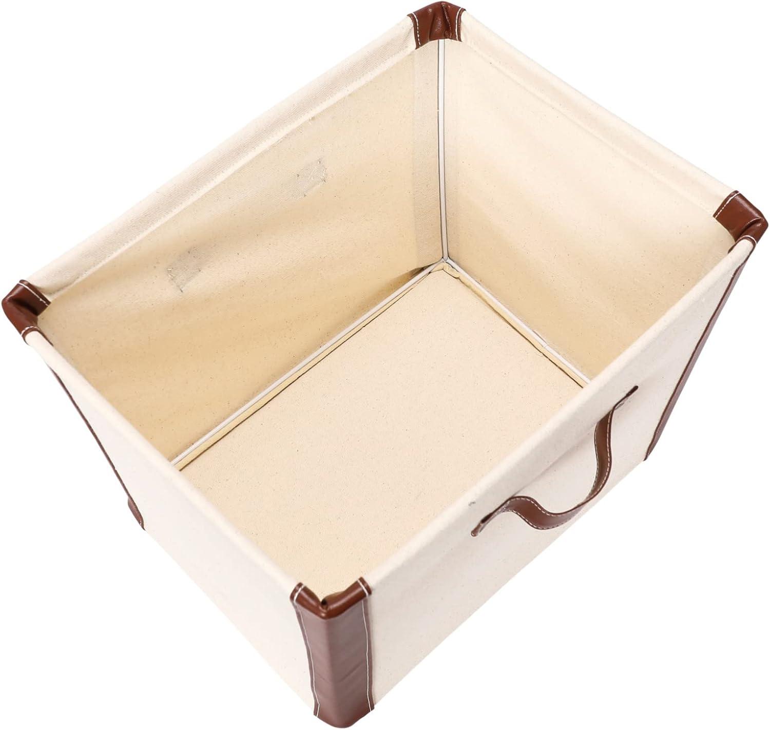 image:imageHousehold Essentials Canvas Bin with Vegan Leather Trim