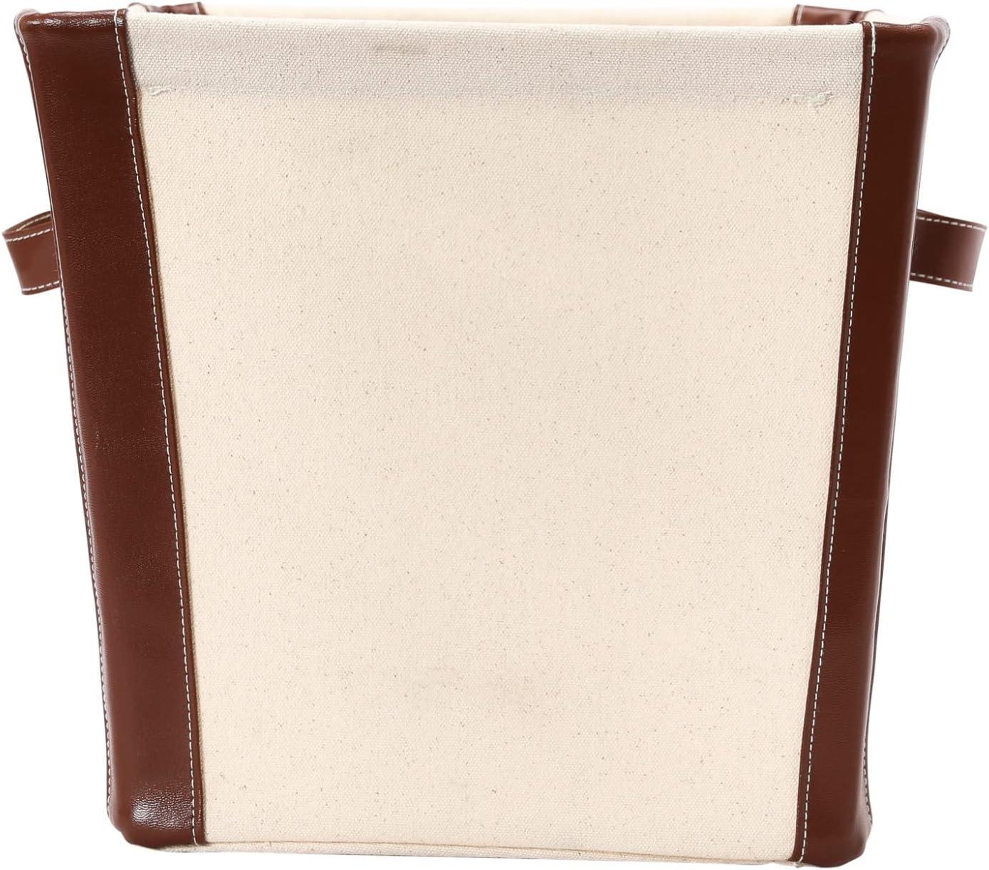 image:imageHousehold Essentials Canvas Bin with Vegan Leather Trim