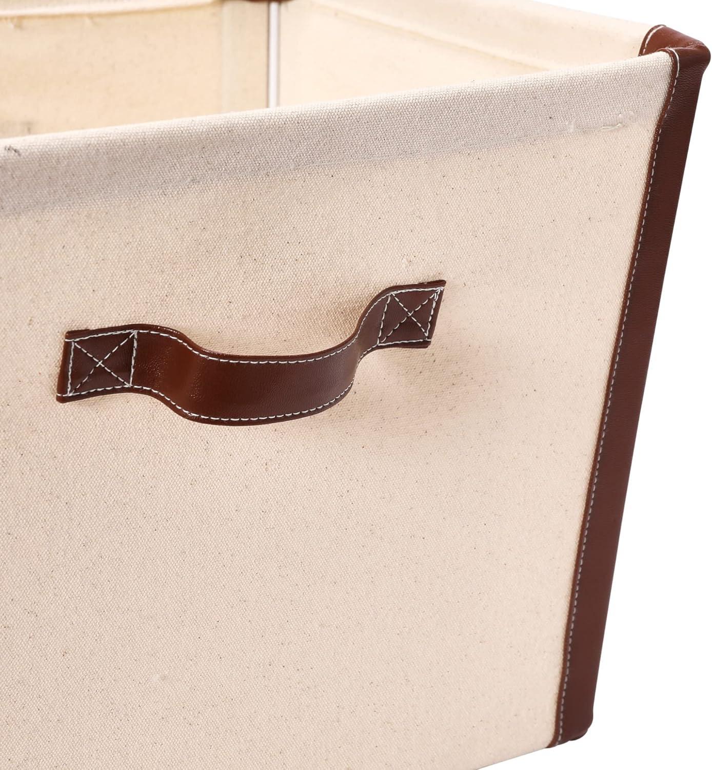 image:imageHousehold Essentials Canvas Bin with Vegan Leather Trim