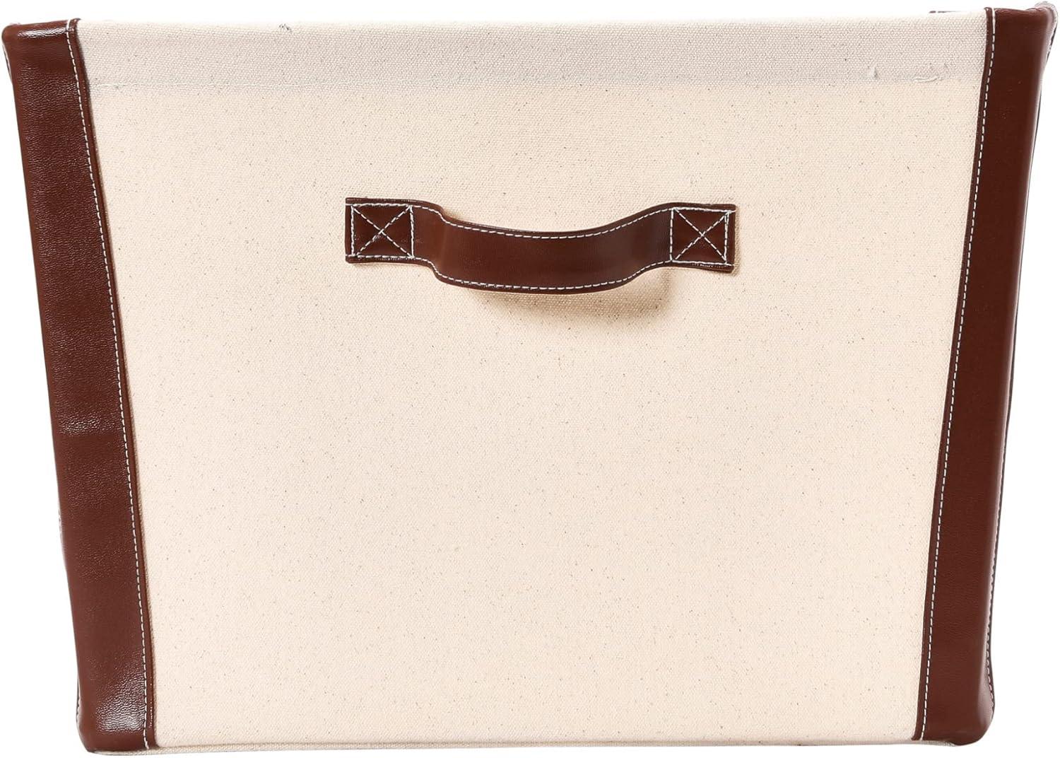image:imageHousehold Essentials Canvas Bin with Vegan Leather Trim