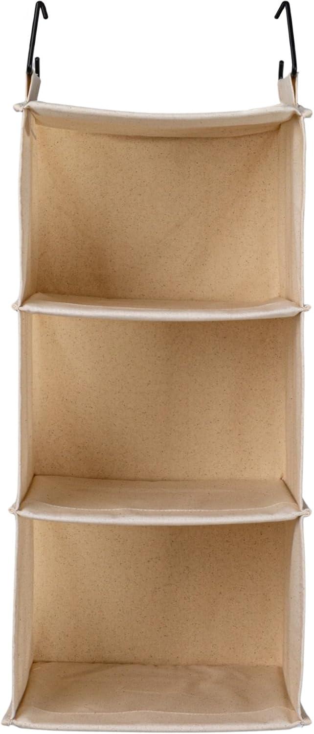 image:imageHousehold Essentials Cedarline 3Shelf Hanging Closet Organizer HeavyDuty Cotton Canvas Natural