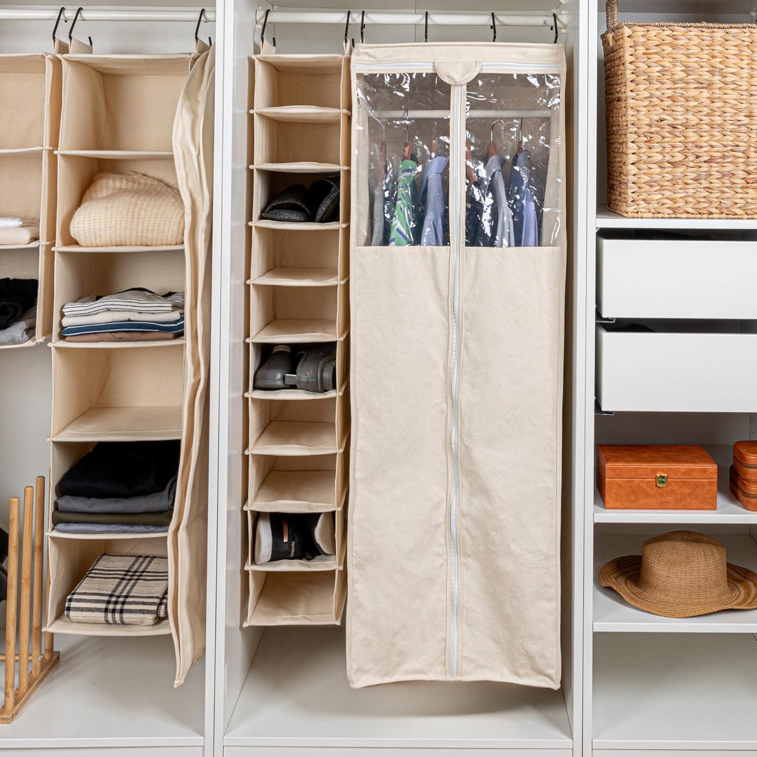 image:imageHousehold Essentials Cedarline Hanging Wardrobe HeavyDuty Cotton Canvas Breathable Versatile Natural