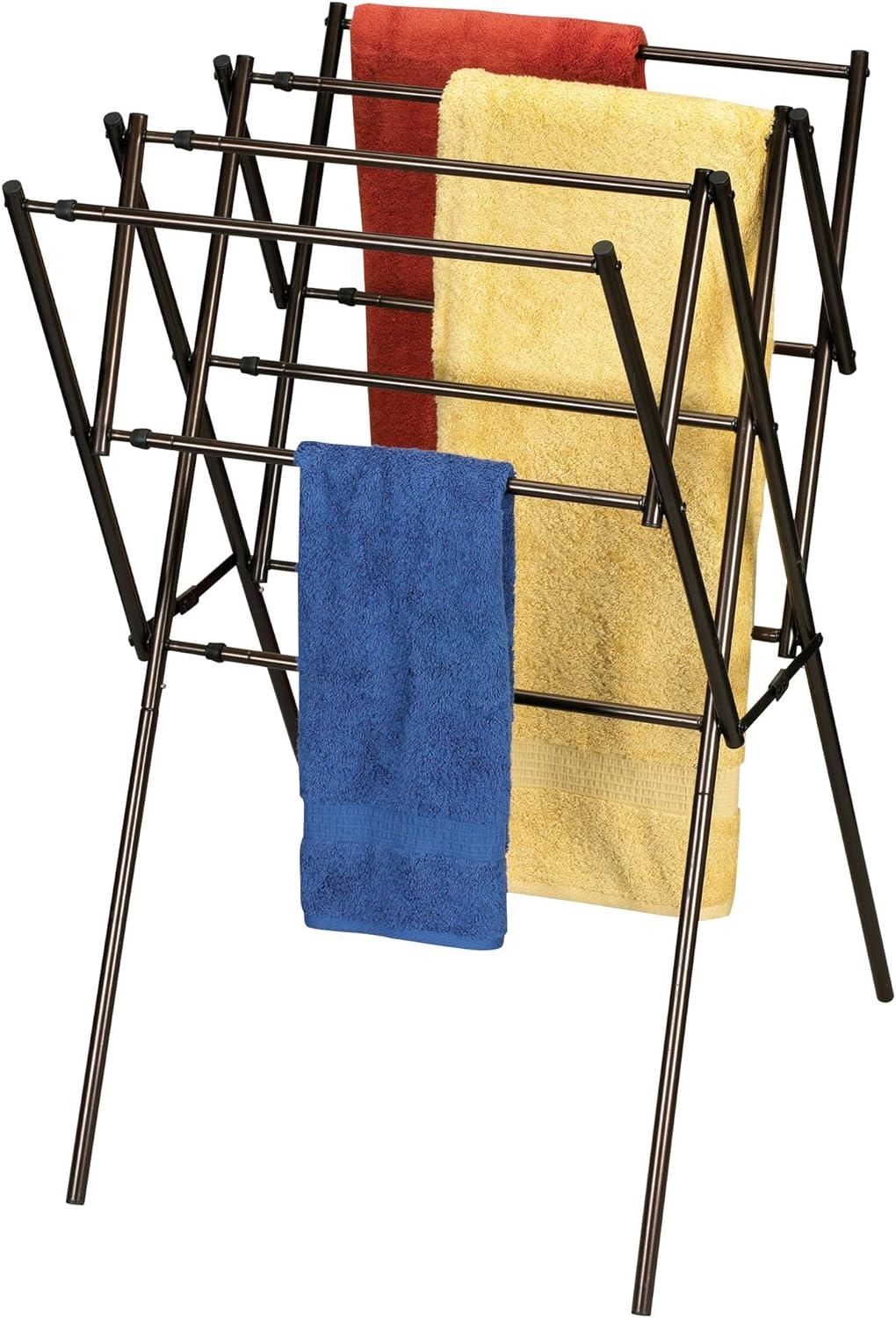 image:imageHousehold Essentials Clothes Drying Rack Foldable Expandable and Collapsible Laundry Drying Rack SilverBronze