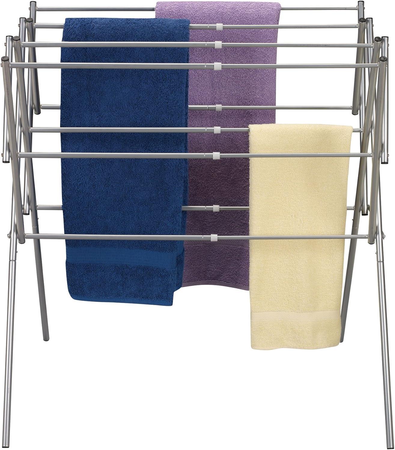 image:imageHousehold Essentials Clothes Drying Rack Foldable Expandable and Collapsible Laundry Drying Rack SilverSilver