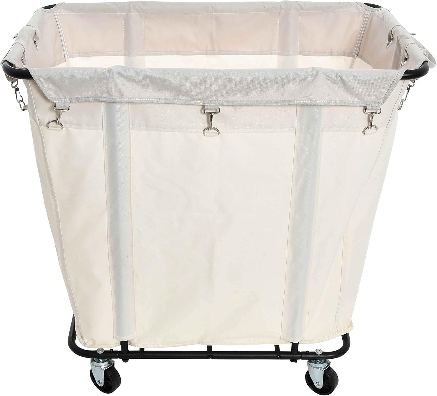image:imageHousehold Essentials Commercial Laundry Cart with Rolling Caster Wheels Natural Canvas Liner with Black Steel FrameNaturalBlack
