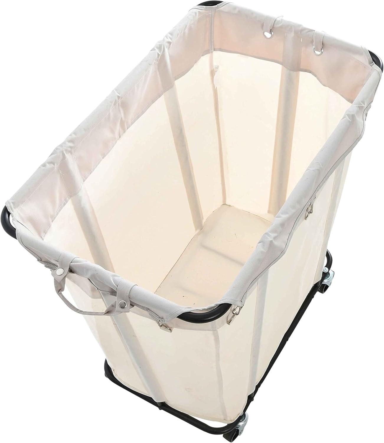 image:imageHousehold Essentials Commercial Laundry Cart with Rolling Caster Wheels Natural Canvas Liner with Black Steel FrameNaturalBlack