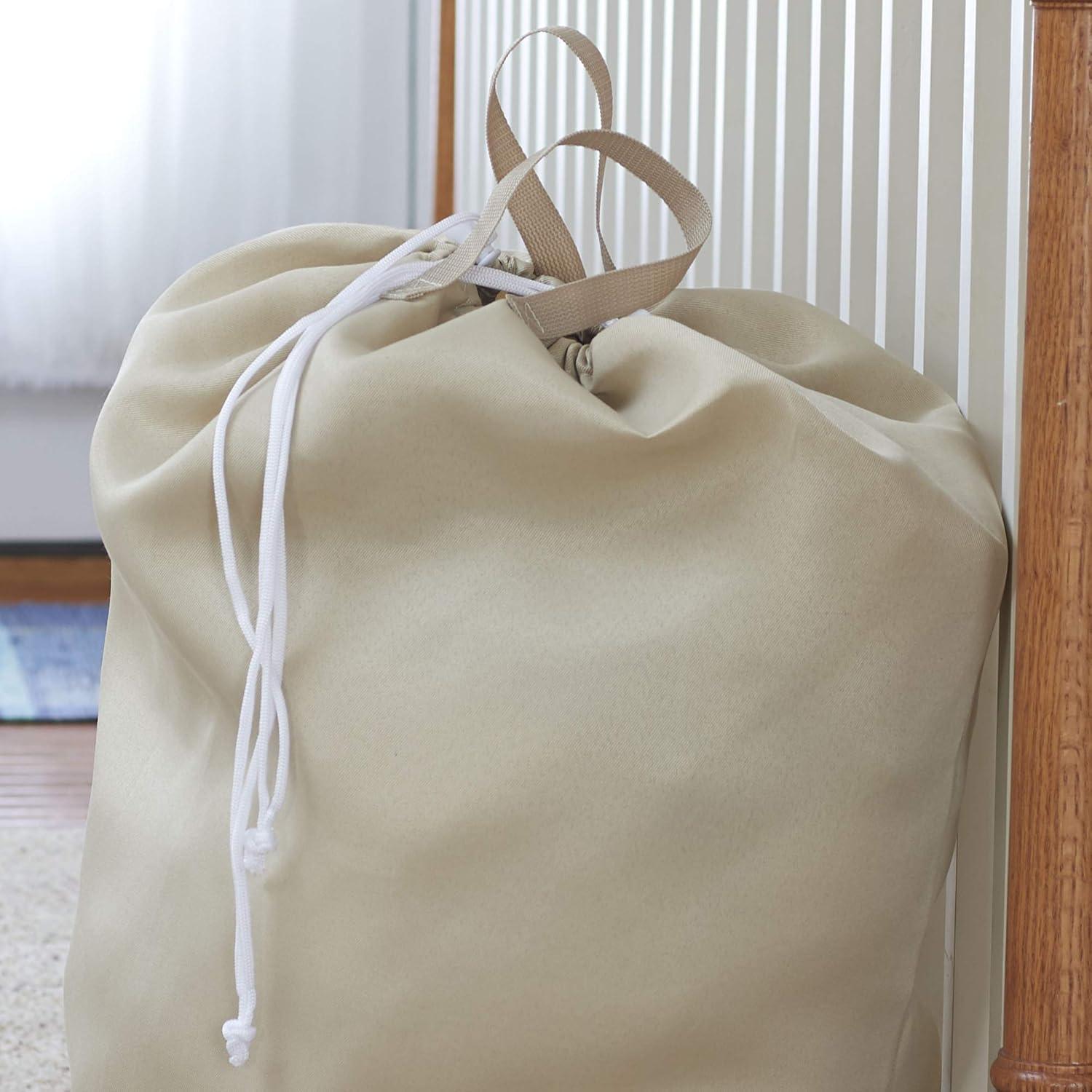 image:imageHousehold Essentials Cotton Laundry Bag Large 100 Cotton Drawstring Top with Cord Lock Machine Washable 3 to 4 Load Capacity Versatile and Compact Breathable Foldable Natural2Pack