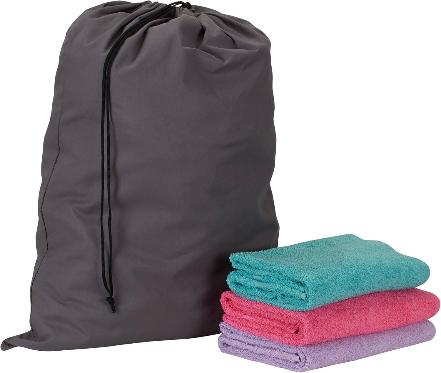 image:imageHousehold Essentials Cotton Laundry Bag Large 100 Cotton Drawstring Top with Cord Lock Machine Washable 3 to 4 Load Capacity Versatile and Compact Breathable Foldable NaturalGrey