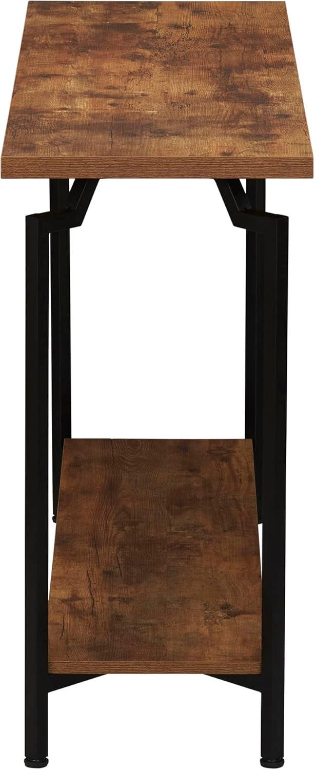 image:imageHousehold Essentials Crown Narrow 3 Shelf Open Storage Bookshelf Black Oak Wood Grain and Gold MetalRustic HickoryBlack