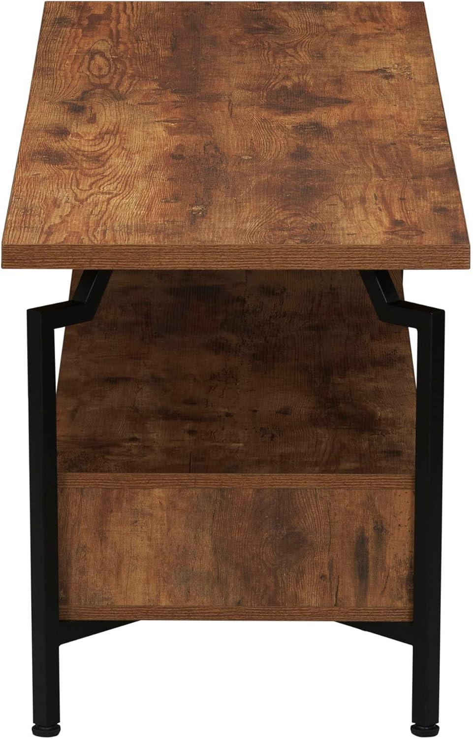 image:imageHousehold Essentials Crown Narrow 3 Shelf Open Storage Bookshelf Black Oak Wood Grain and Gold MetalRustic HickoryBlack
