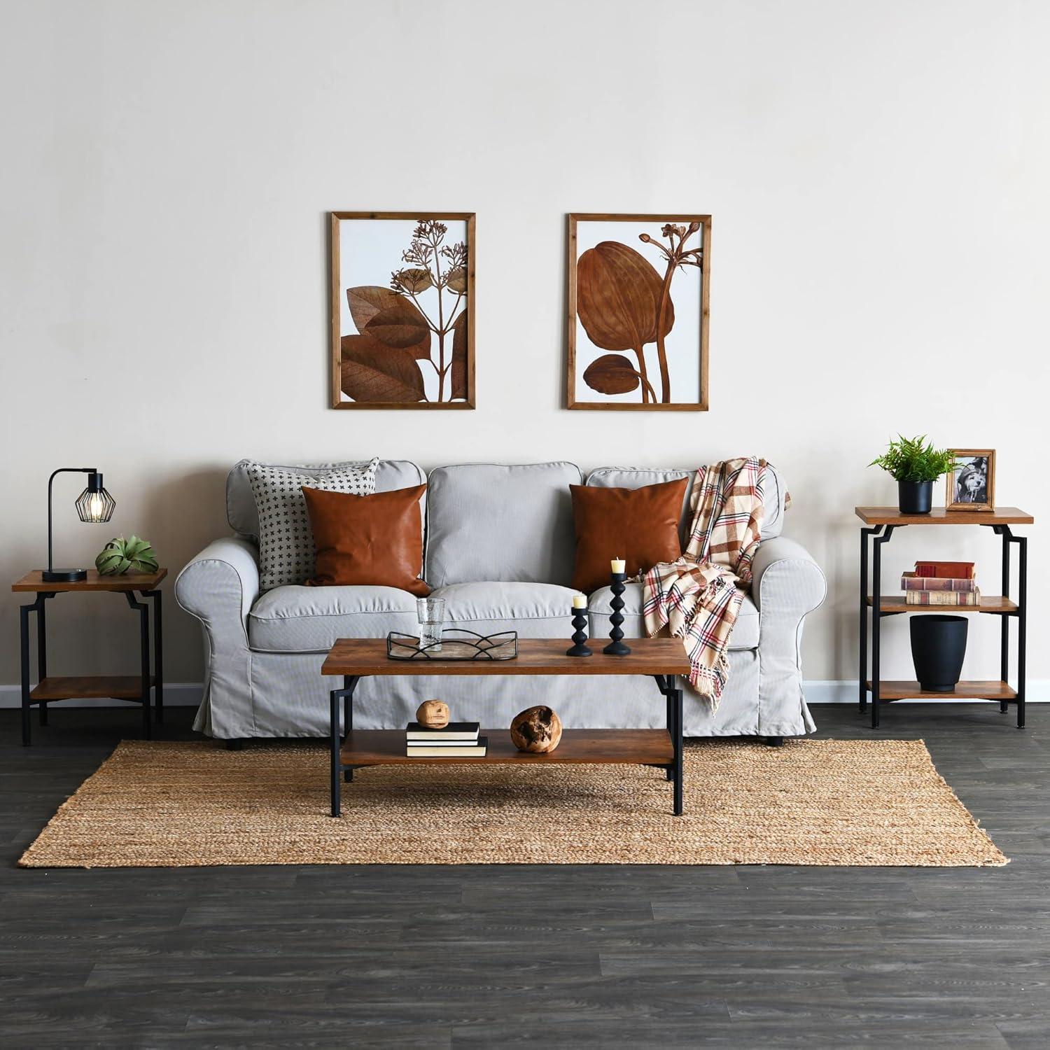 image:imageHousehold Essentials Crown Narrow 3 Shelf Open Storage Bookshelf Black Oak Wood Grain and Gold MetalRustic HickoryBlack
