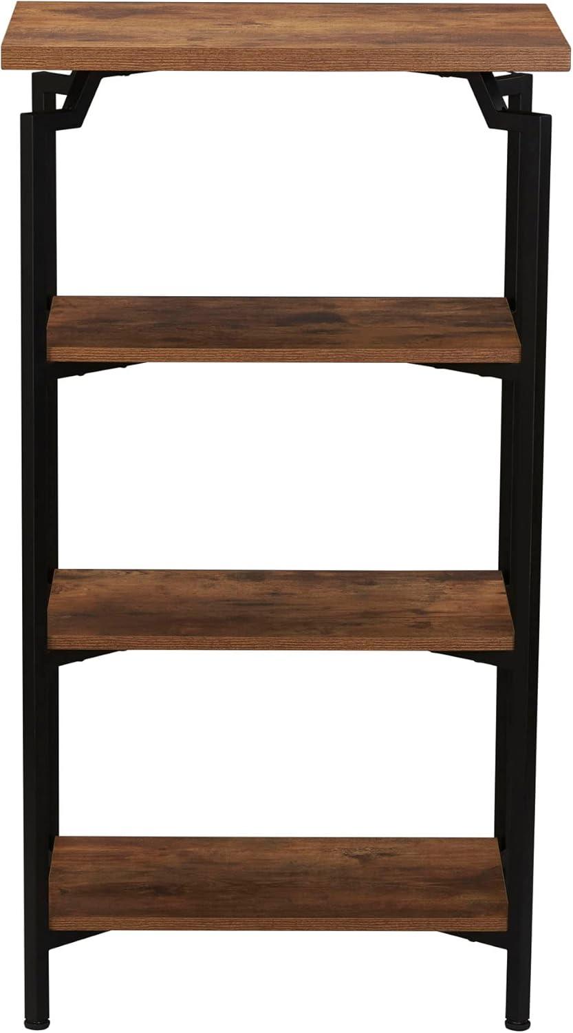 image:imageHousehold Essentials Crown Narrow 3 Shelf Open Storage Bookshelf Black Oak Wood Grain and Gold MetalRustic HickoryBlack