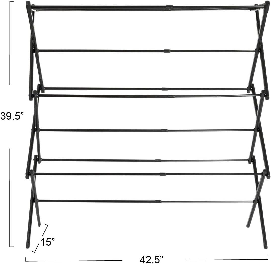 image:imageHousehold Essentials Folding Clothes Drying Rack with Strong Steel Frame and 11 Coated Dowels WhiteBlackBlack