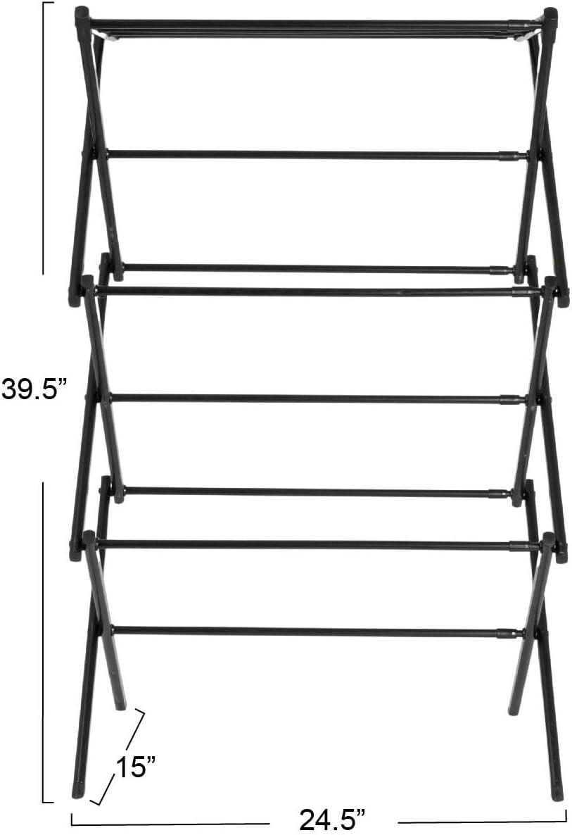 image:imageHousehold Essentials Folding Clothes Drying Rack with Strong Steel Frame and 11 Coated Dowels WhiteBlackBlack