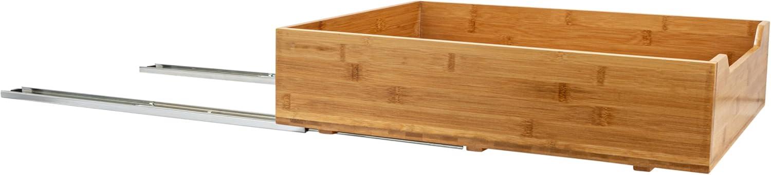 image:imageHousehold Essentials Glidez Bamboo and Steel PullOutSlideOut Storage Organizer for Under Cabinet Use 1Tier Design Fits Standard Size Cabinet or Shelf NaturalSingle Tier