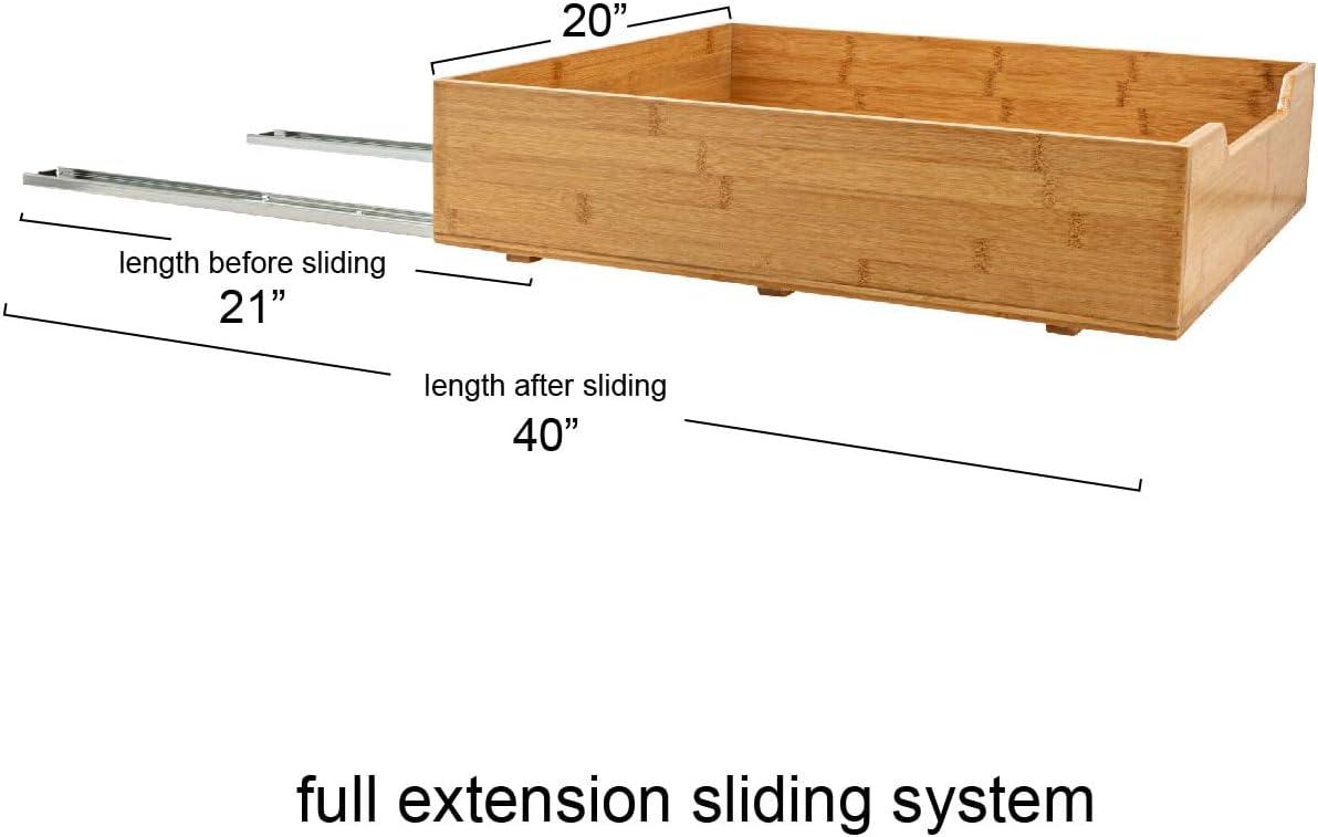 image:imageHousehold Essentials Glidez Bamboo and Steel PullOutSlideOut Storage Organizer for Under Cabinet Use 1Tier Design Fits Standard Size Cabinet or Shelf NaturalSingle Tier