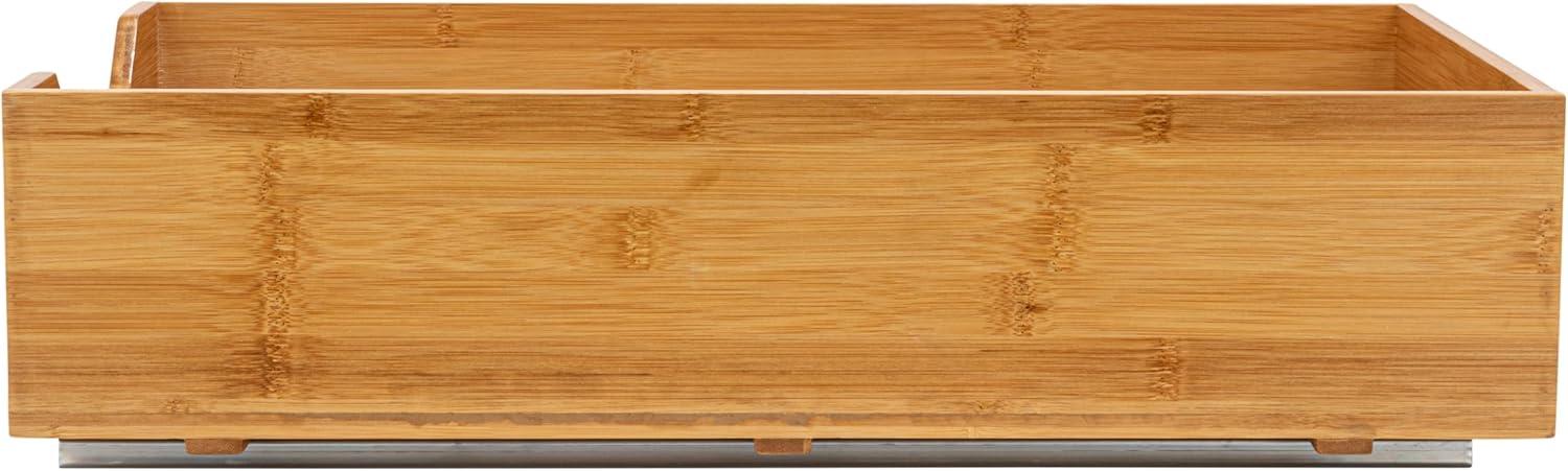 image:imageHousehold Essentials Glidez Bamboo and Steel PullOutSlideOut Storage Organizer for Under Cabinet Use 1Tier Design Fits Standard Size Cabinet or Shelf NaturalSingle Tier