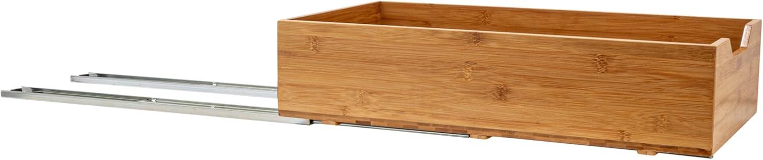 image:imageHousehold Essentials Glidez Bamboo and Steel PullOutSlideOut Storage Organizer for Under Cabinet Use 1Tier Design Fits Standard Size Cabinet or Shelf NaturalSingle Tier