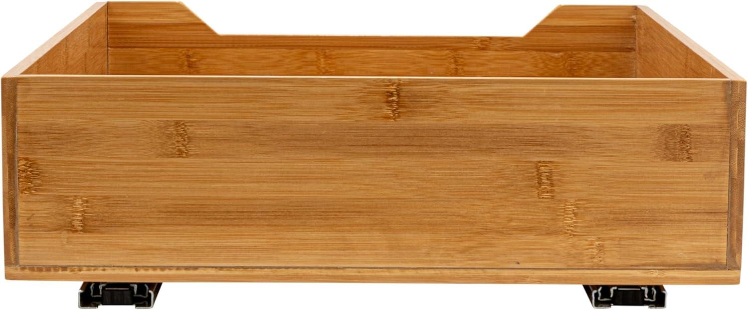 image:imageHousehold Essentials Glidez Bamboo and Steel PullOutSlideOut Storage Organizer for Under Cabinet Use 1Tier Design Fits Standard Size Cabinet or Shelf NaturalSingle Tier