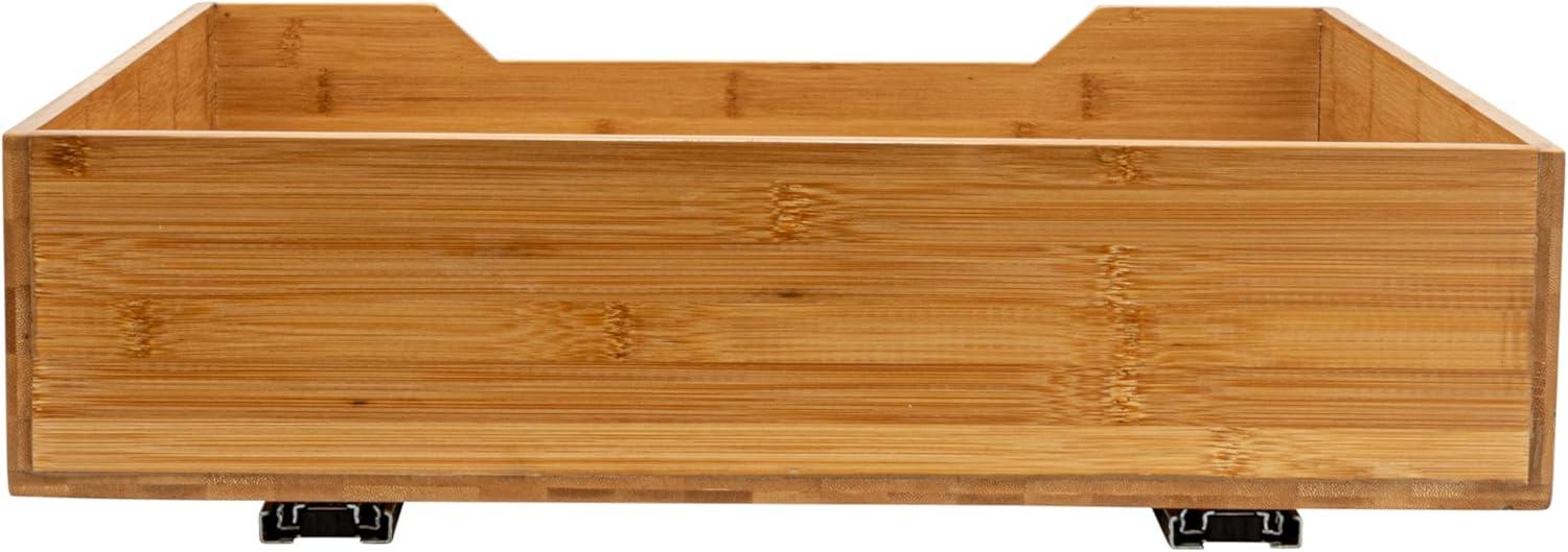 image:imageHousehold Essentials Glidez Bamboo and Steel PullOutSlideOut Storage Organizer for Under Cabinet Use 1Tier Design Fits Standard Size Cabinet or Shelf NaturalSingle Tier