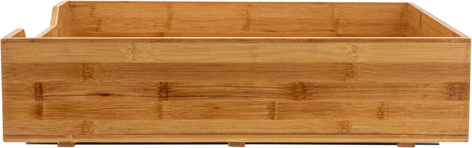 image:imageHousehold Essentials Glidez Bamboo and Steel PullOutSlideOut Storage Organizer for Under Cabinet Use 1Tier Design Fits Standard Size Cabinet or Shelf NaturalSingle Tier