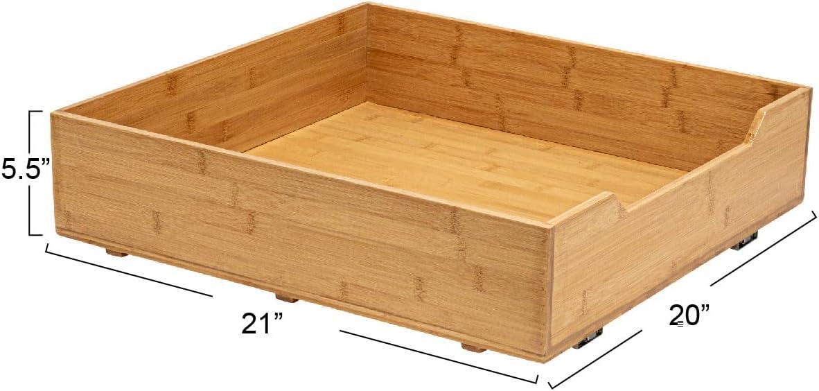 image:imageHousehold Essentials Glidez Bamboo and Steel PullOutSlideOut Storage Organizer for Under Cabinet Use 1Tier Design Fits Standard Size Cabinet or Shelf NaturalSingle Tier