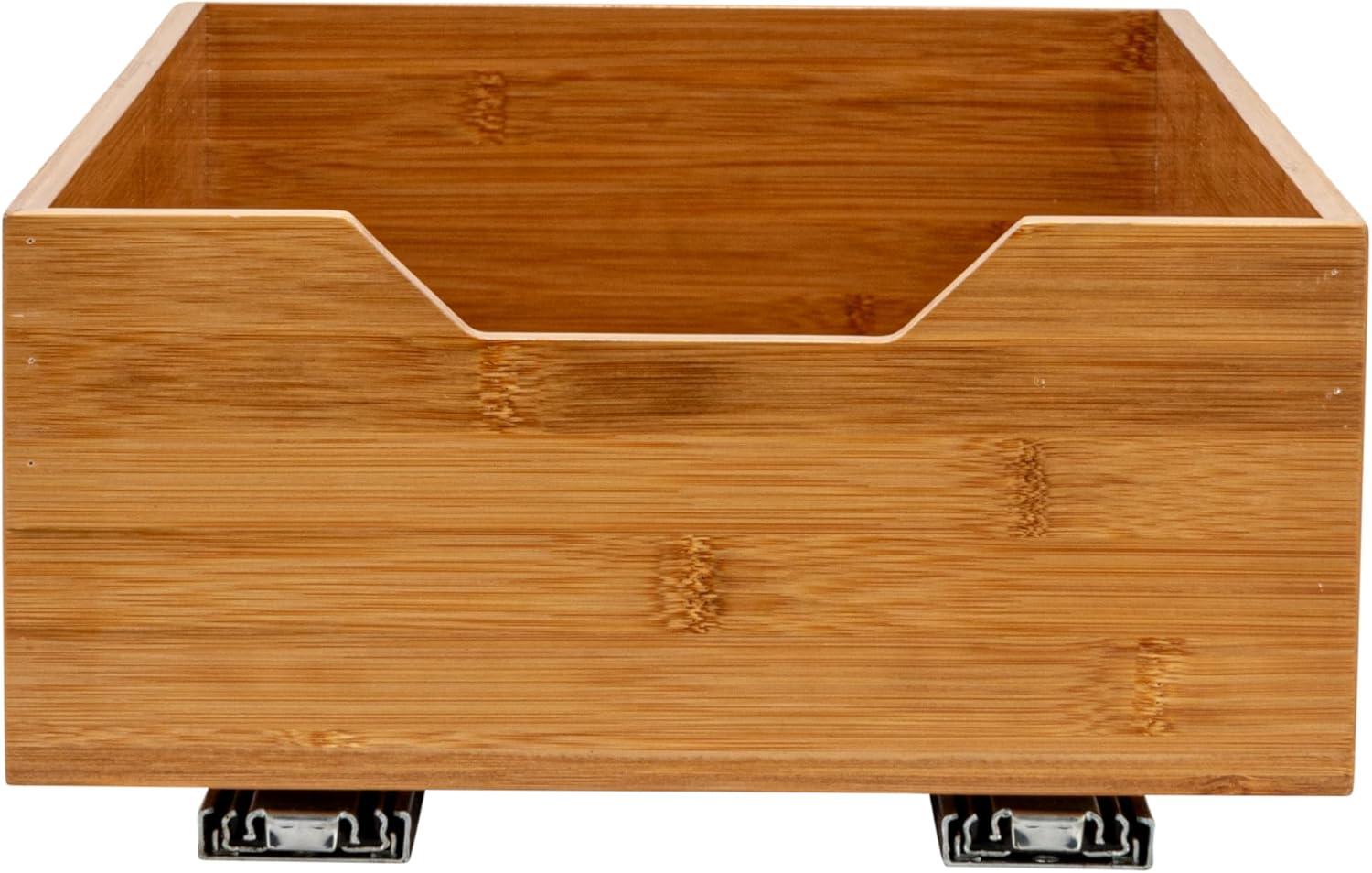 image:imageHousehold Essentials Glidez Bamboo and Steel PullOutSlideOut Storage Organizer for Under Cabinet Use 1Tier Design Fits Standard Size Cabinet or Shelf NaturalSingle Tier