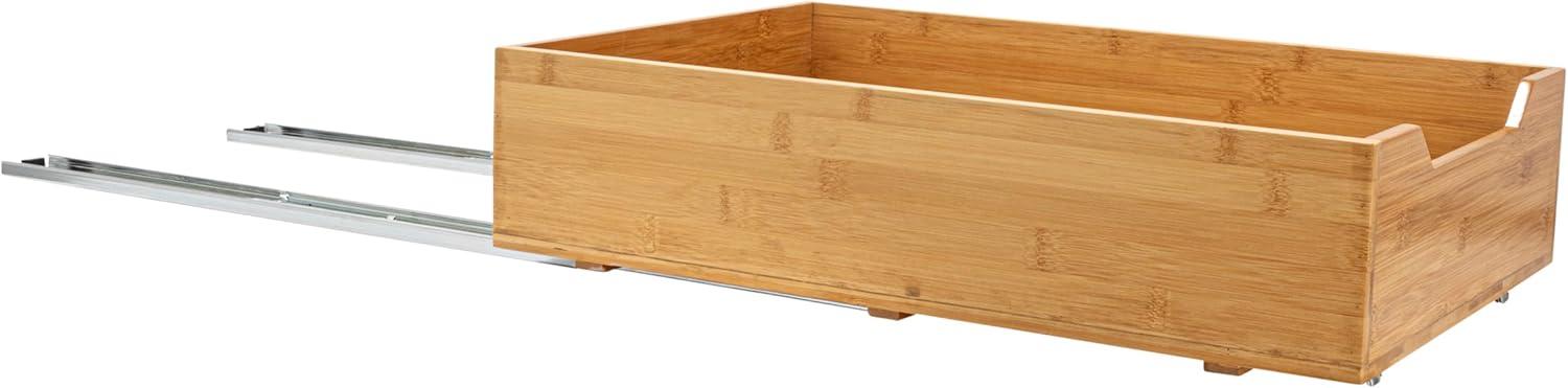image:imageHousehold Essentials Glidez Bamboo and Steel PullOutSlideOut Storage Organizer for Under Cabinet Use 1Tier Design Fits Standard Size Cabinet or Shelf NaturalSingle Tier