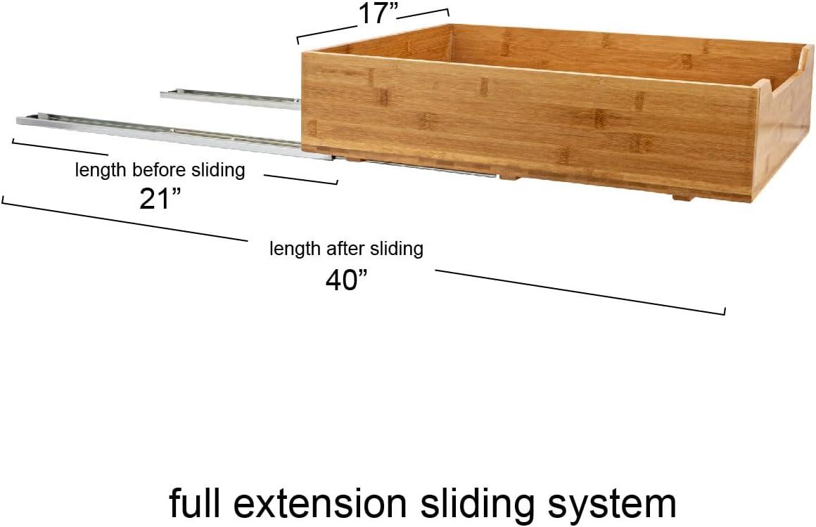 image:imageHousehold Essentials Glidez Bamboo and Steel PullOutSlideOut Storage Organizer for Under Cabinet Use 1Tier Design Fits Standard Size Cabinet or Shelf NaturalSingle Tier