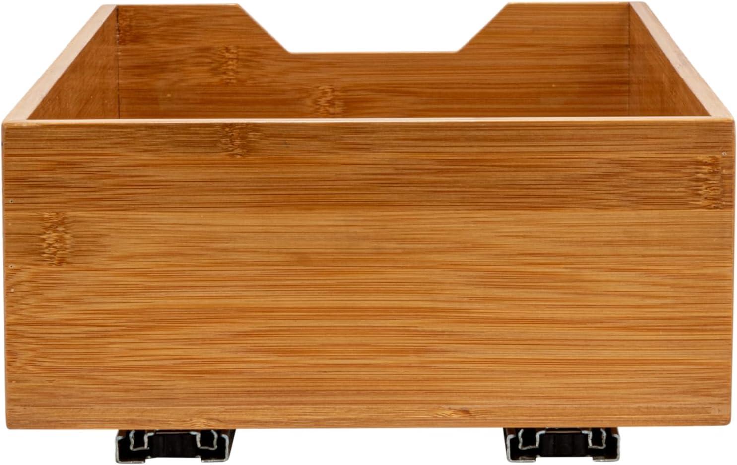 image:imageHousehold Essentials Glidez Bamboo and Steel PullOutSlideOut Storage Organizer for Under Cabinet Use 1Tier Design Fits Standard Size Cabinet or Shelf NaturalSingle Tier