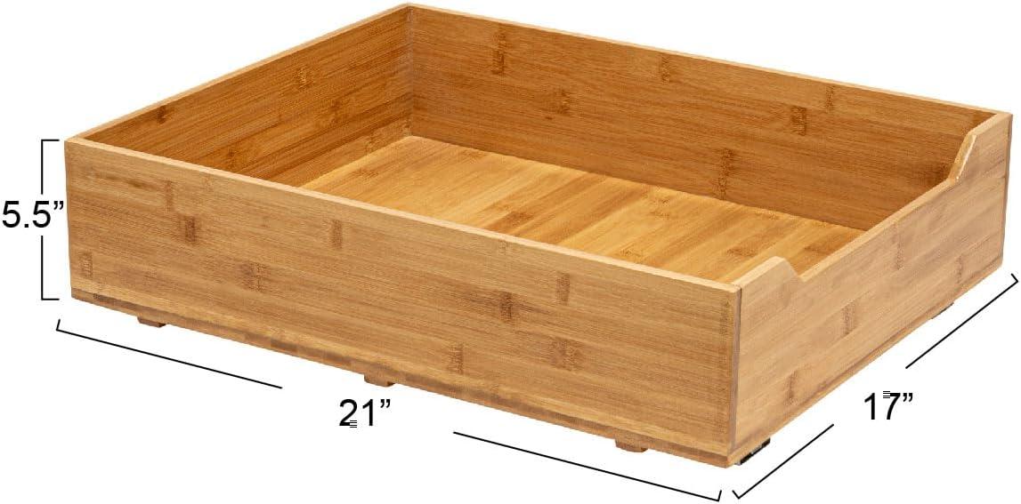 image:imageHousehold Essentials Glidez Bamboo and Steel PullOutSlideOut Storage Organizer for Under Cabinet Use 1Tier Design Fits Standard Size Cabinet or Shelf NaturalSingle Tier