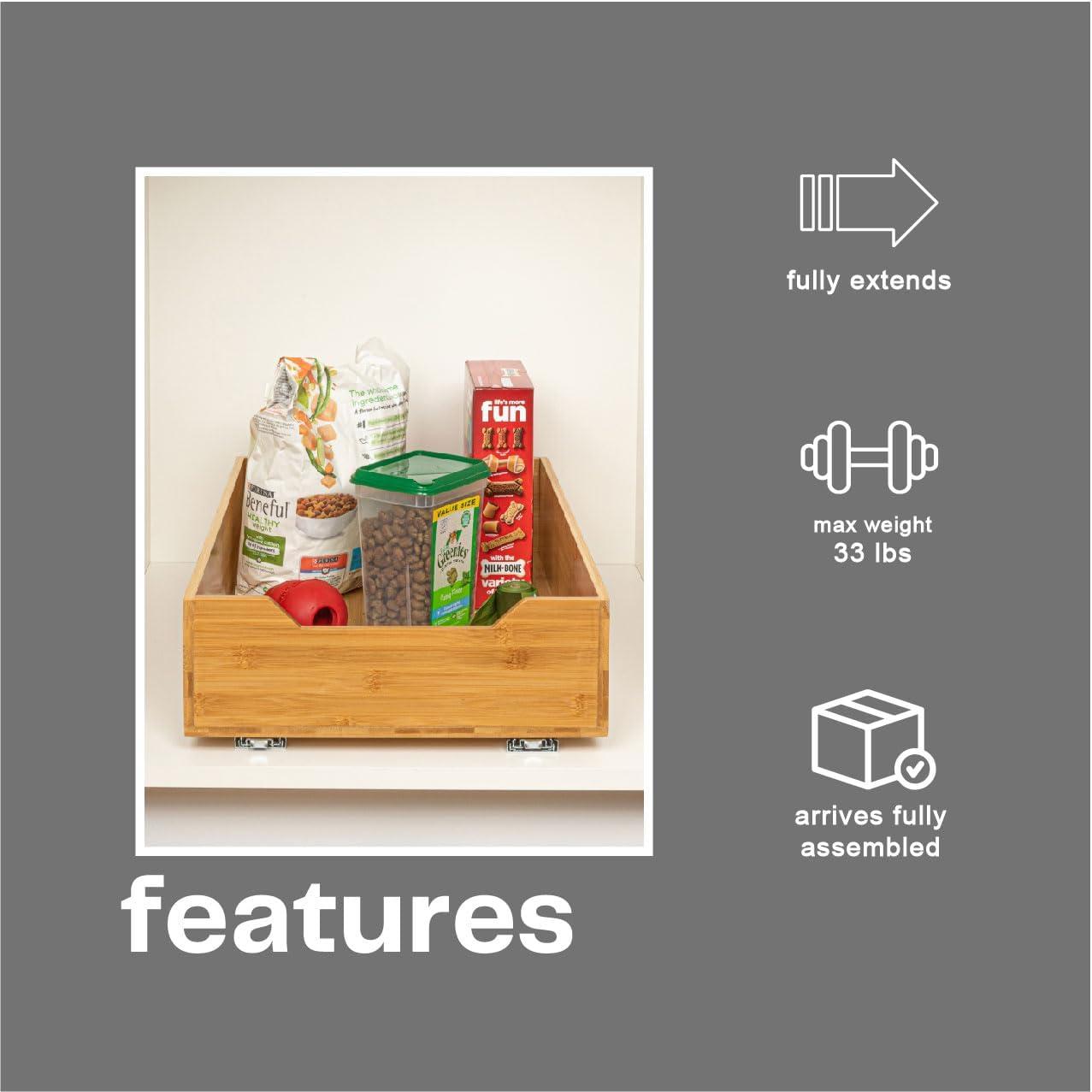 image:imageHousehold Essentials Glidez Bamboo and Steel PullOutSlideOut Storage Organizer for Under Cabinet Use 1Tier Design Fits Standard Size Cabinet or Shelf NaturalSingle Tier
