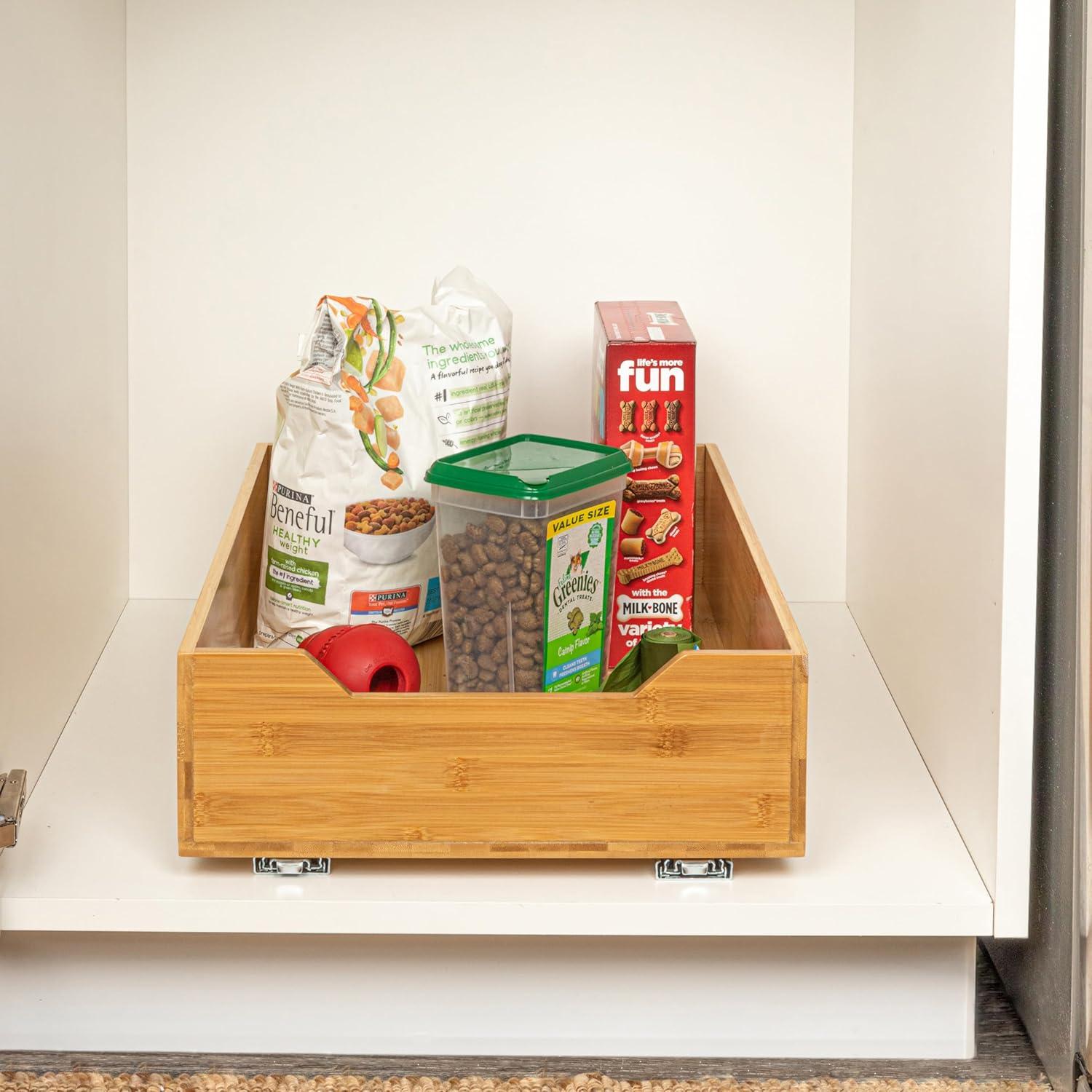 image:imageHousehold Essentials Glidez Bamboo and Steel PullOutSlideOut Storage Organizer for Under Cabinet Use 1Tier Design Fits Standard Size Cabinet or Shelf NaturalSingle Tier