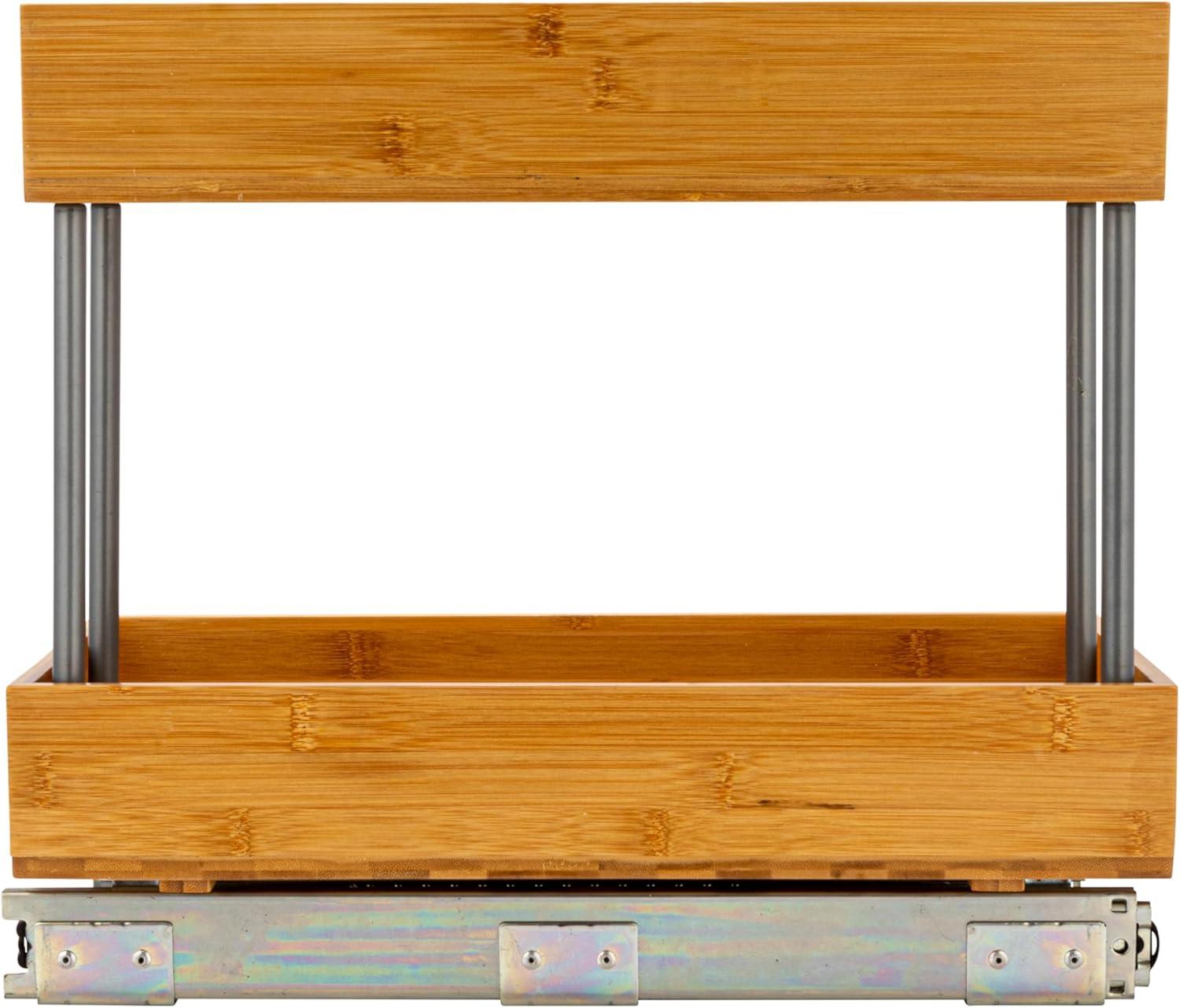 image:imageHousehold Essentials Glidez Bamboo and Steel PullOutSlideOut Storage Organizer for Under Cabinet Use 1Tier Design Fits Standard Size Cabinet or Shelf NaturalUndersink