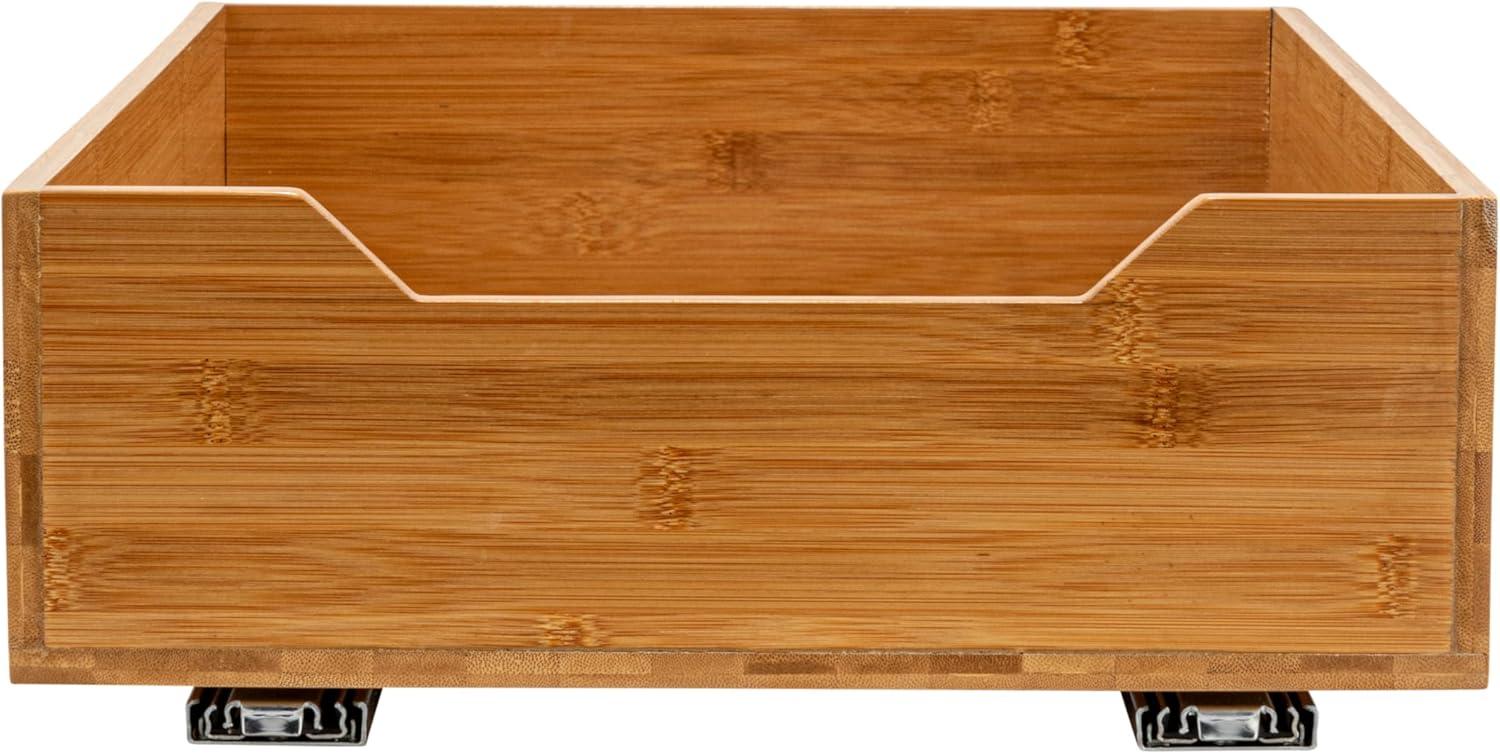 image:imageHousehold Essentials Glidez Bamboo and Steel PullOutSlideOut Storage Organizer for Under Cabinet Use 1Tier Design Fits Standard Size Cabinet or Shelf NaturalSingle Tier