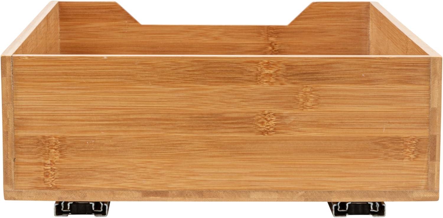 image:imageHousehold Essentials Glidez Bamboo and Steel PullOutSlideOut Storage Organizer for Under Cabinet Use 1Tier Design Fits Standard Size Cabinet or Shelf NaturalSingle Tier