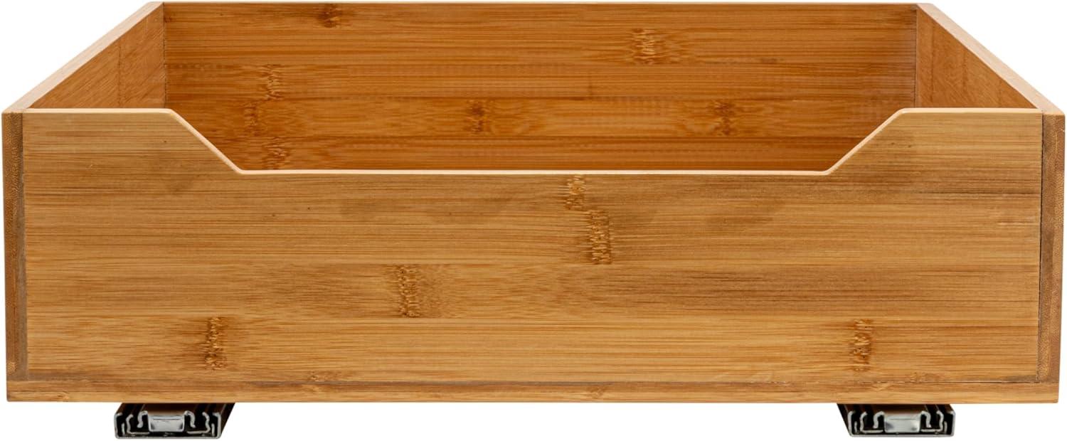 image:imageHousehold Essentials Glidez Bamboo and Steel PullOutSlideOut Storage Organizer for Under Cabinet Use 1Tier Design Fits Standard Size Cabinet or Shelf NaturalSingle Tier