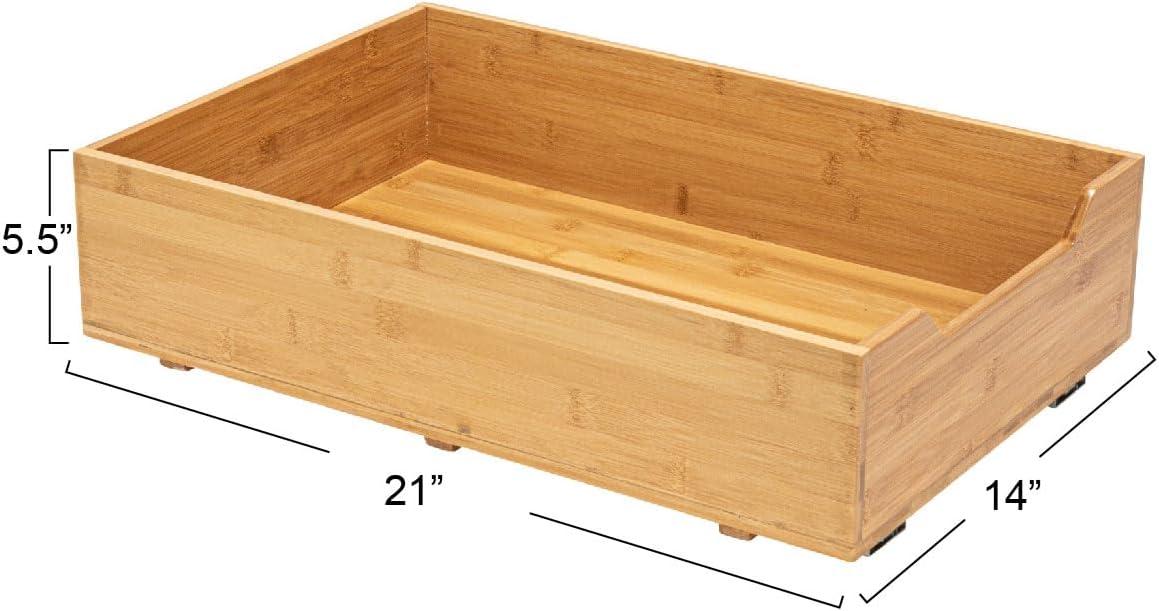 image:imageHousehold Essentials Glidez Bamboo and Steel PullOutSlideOut Storage Organizer for Under Cabinet Use 1Tier Design Fits Standard Size Cabinet or Shelf NaturalSingle Tier