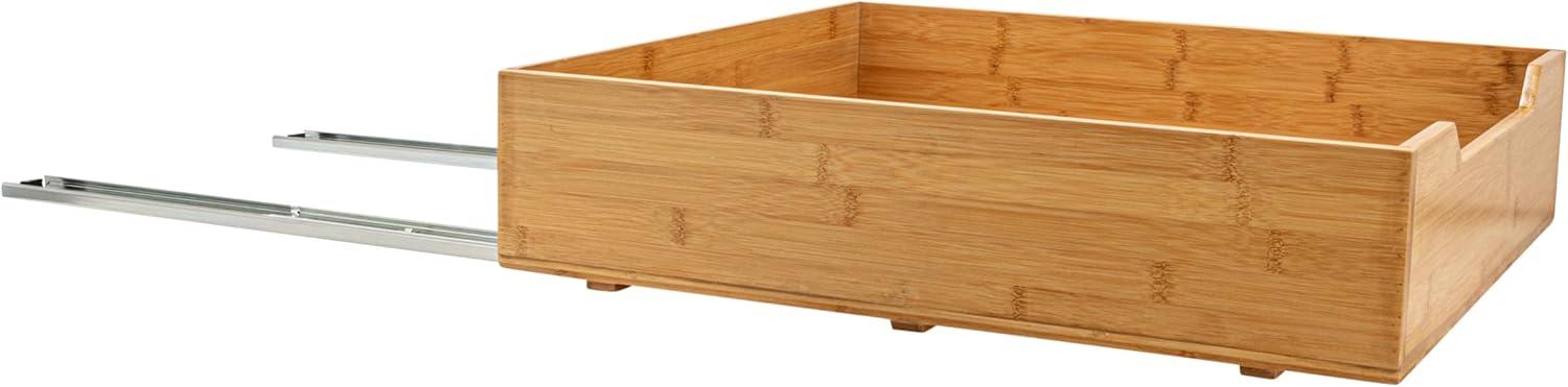 image:imageHousehold Essentials Glidez Bamboo and Steel PullOutSlideOut Storage Organizer for Under Cabinet Use 1Tier Design Fits Standard Size Cabinet or Shelf NaturalSingle Tier