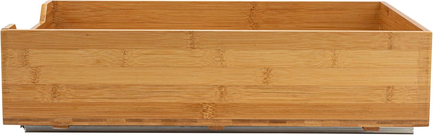 image:imageHousehold Essentials Glidez Bamboo and Steel PullOutSlideOut Storage Organizer for Under Cabinet Use 1Tier Design Fits Standard Size Cabinet or Shelf NaturalSingle Tier
