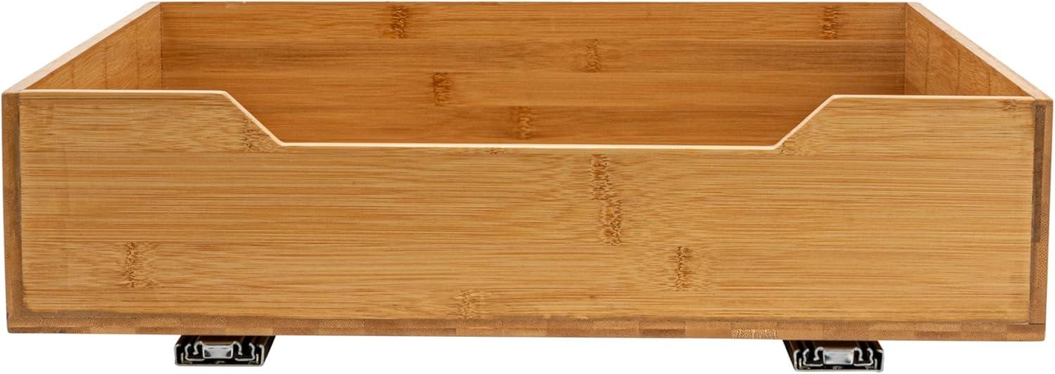 image:imageHousehold Essentials Glidez Bamboo and Steel PullOutSlideOut Storage Organizer for Under Cabinet Use 1Tier Design Fits Standard Size Cabinet or Shelf NaturalSingle Tier